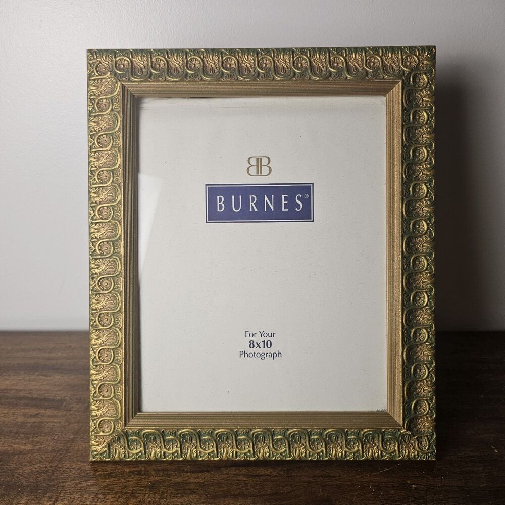 Vintage Burnes of Boston Gold-Tone Wood Picture Frame 8x10 Embossed Vine Design